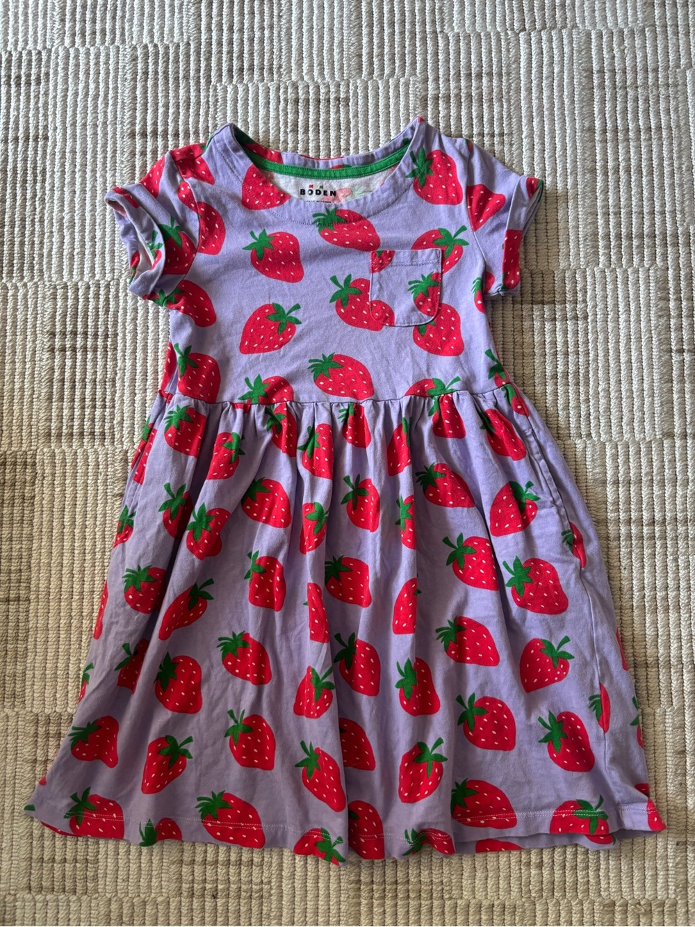 Mini Boden Girls Strawberry Print Jersey Dress